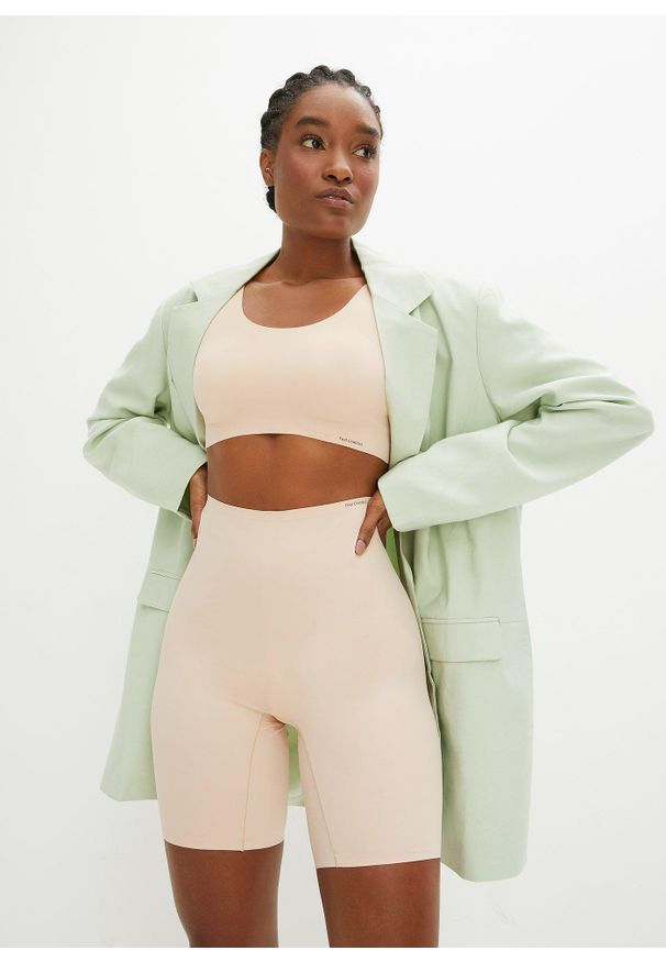 bonprix - Reformy kolarki Feel Comfort, cięte laserowo. Kolor: beżowy. Materiał: materiał. Wzór: gładki