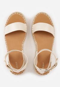 Born2be - Beżowe Sandały VICES na Niskim Koturnie z Plecionki z Paskiem Wokół Kostki Tetea. Okazja: na co dzień. Zapięcie: pasek. Kolor: beżowy. Materiał: len. Sezon: lato. Obcas: na koturnie. Styl: casual, klasyczny #3