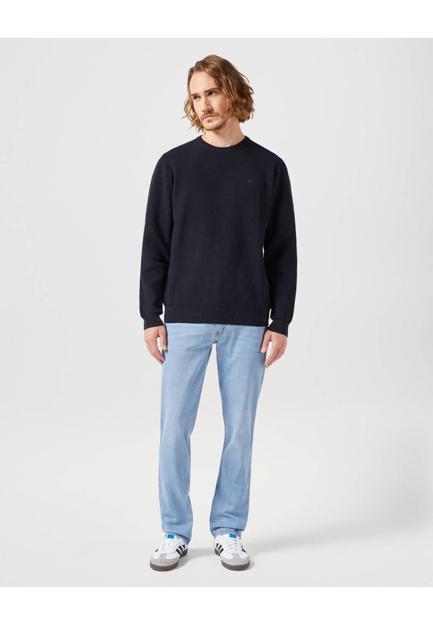 Wrangler - WRAGLER CREWNECK SWEATER MĘSKI SWETER CIEPŁY ELEGANCKI BLACK 112350515 W8F0011936. Styl: elegancki