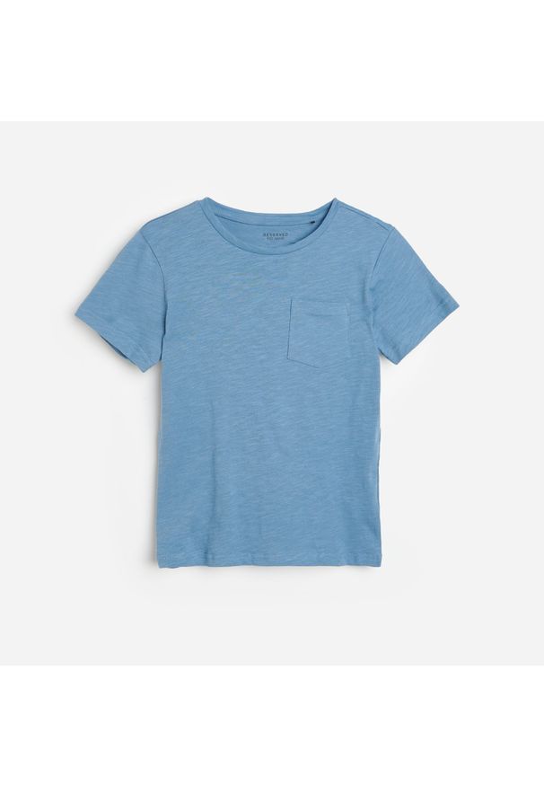 Reserved - Bawełniany T-shirt - Niebieski. Kolor: niebieski. Materiał: bawełna