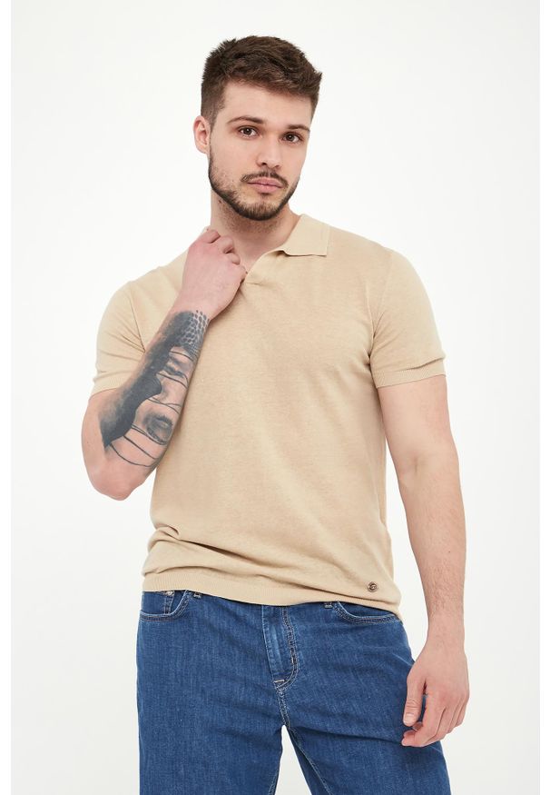 Liu Jo - Polo męskie lniane LIU JO. Typ kołnierza: polo. Materiał: len