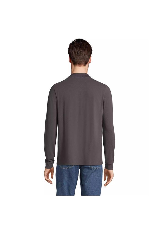 SOL'S - Koszulka polo z długim rękawem Sol's Prime. Okazja: na co dzień. Typ kołnierza: polo. Kolor: szary. Długość rękawa: długi rękaw. Długość: długie. Styl: casual, elegancki