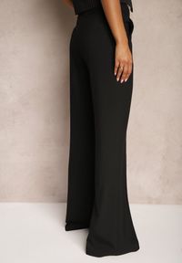 Renee - Czarne Spodnie Garniturowe z Wiskozą High Waist o Szerokim Kroju Ceanita. Okazja: na co dzień, na spotkanie biznesowe. Stan: podwyższony. Kolor: czarny. Materiał: wiskoza. Styl: biznesowy, casual #5
