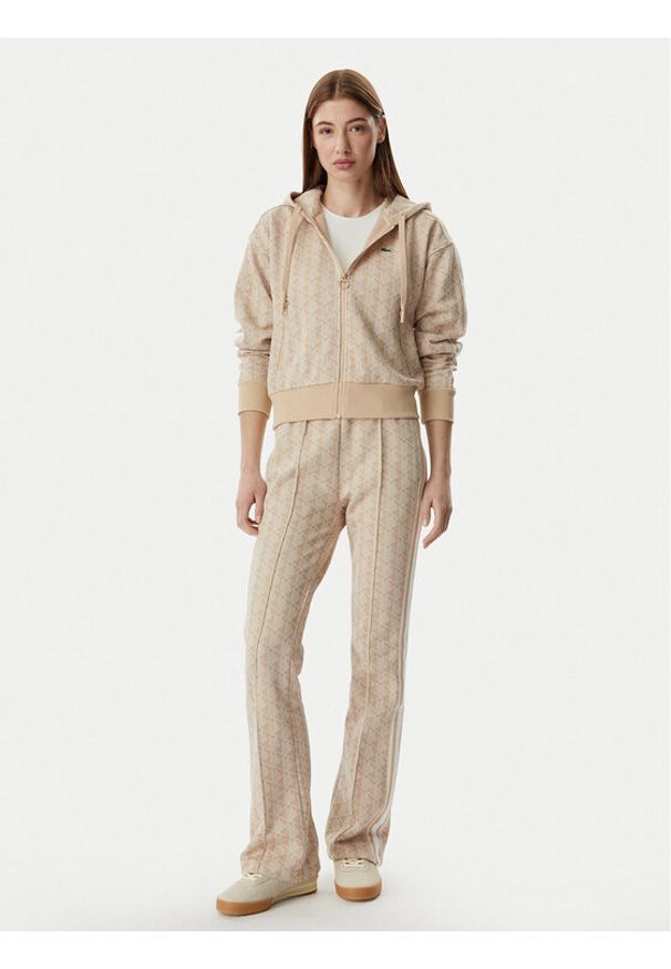 Lacoste Bluza SF7606 Beżowy jasny Regular Fit. Kolor: beżowy. Materiał: syntetyk