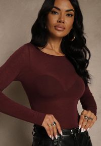 Renee - Bordowa Bluzka Longsleeve z Wiskozy i Kaszmiru Unelle. Kolor: czerwony. Materiał: wiskoza, kaszmir. Długość rękawa: długi rękaw. Styl: klasyczny #5