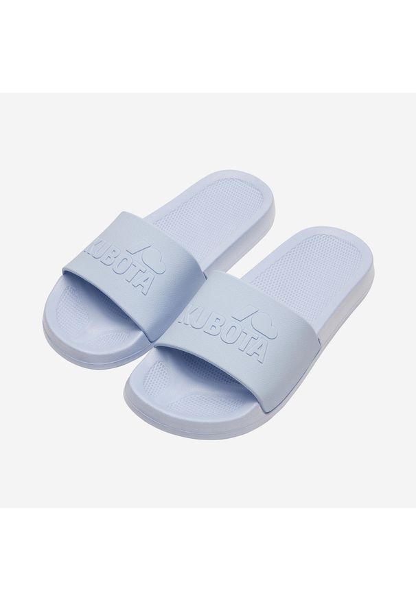 Błękitne klapki Kubota Basic Plain. Okazja: na plażę. Kolor: niebieski. Materiał: materiał. Sport: pływanie, fitness
