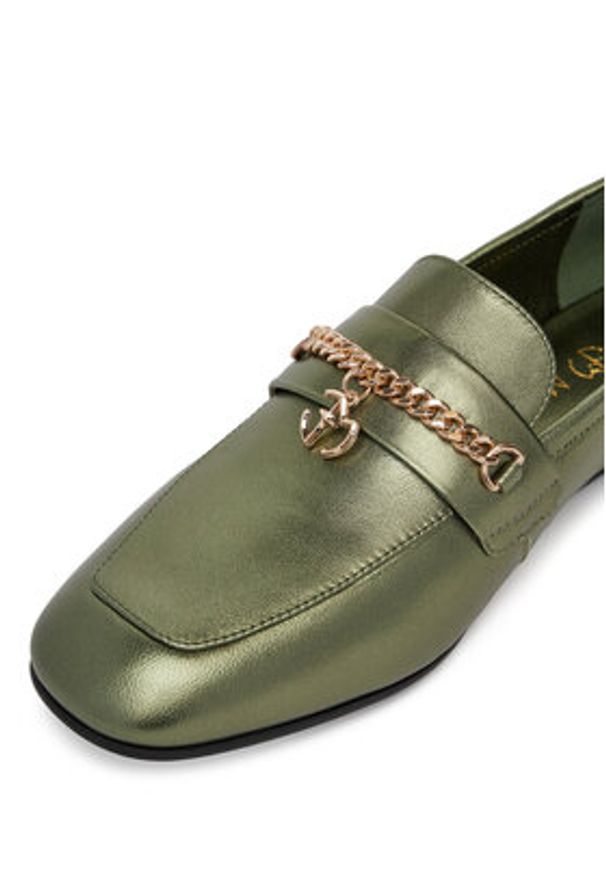 Eva Minge Loafersy CYNIA-LT2513-37 Zielony. Kolor: zielony. Materiał: skóra