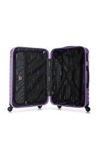 Wittchen - Średnia walizka z ABS-u z geometrycznym tłoczeniem fioletowa. Kolor: fioletowy. Materiał: poliester. Wzór: geometria #4