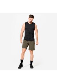 DOMYOS - Koszulka fitness męska Domyos bez rękawów. Kolor: czarny. Materiał: poliester, wiskoza, materiał. Długość rękawa: bez rękawów. Styl: sportowy #2