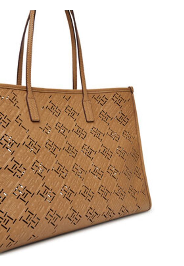 TOMMY HILFIGER - Tommy Hilfiger Torebka Th City AW0AW17501 Brązowy. Kolor: brązowy. Materiał: skórzane