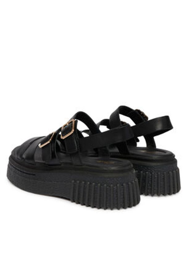 Clarks Sandały Evamar Strap 26185888 Czarny. Kolor: czarny. Materiał: skóra