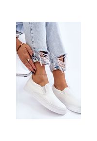 Big-Star - Damskie Tenisówki Slip-On Big Star LL274389 Białe. Zapięcie: bez zapięcia. Kolor: biały. Materiał: materiał #9