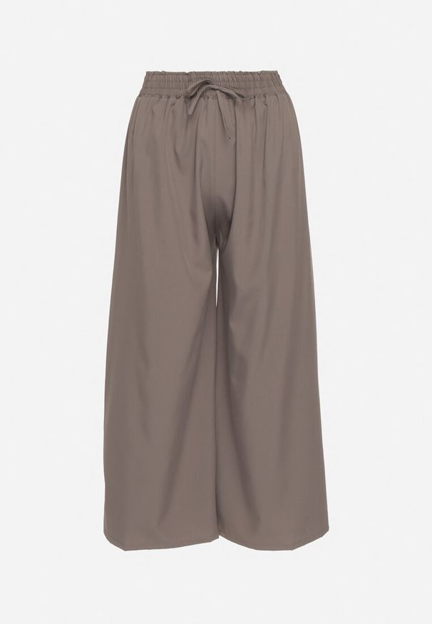 Born2be - Szare Szerokie Spodnie z Wysokim Stanem Wiskozą i Gumką w Pasie Criseldas. Okazja: na co dzień, na spotkanie biznesowe, do pracy. Stan: podwyższony. Kolor: szary. Materiał: wiskoza. Długość: długie. Styl: casual, biznesowy, elegancki