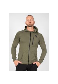 GORILLA WEAR - Bluza fitness męska Gorilla Wear Delta Hoodie rozpinana z kapturem. Typ kołnierza: kaptur. Kolor: zielony. Sport: fitness #1