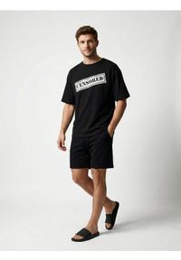 Sinsay - Dwuczęściowa piżama z dzianiny french terry - czarny. Kolor: czarny. Materiał: dzianina #1