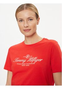 TOMMY HILFIGER - Tommy Hilfiger T-Shirt WW0WW40293 Czerwony Regular Fit. Kolor: czerwony. Materiał: bawełna #5