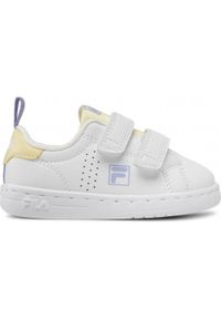 Fila Crosscourt 2 NT Velcro junior biały/przezroczysty żółty. Okazja: na co dzień. Zapięcie: rzepy. Kolor: wielokolorowy, fioletowy, biały, żółty