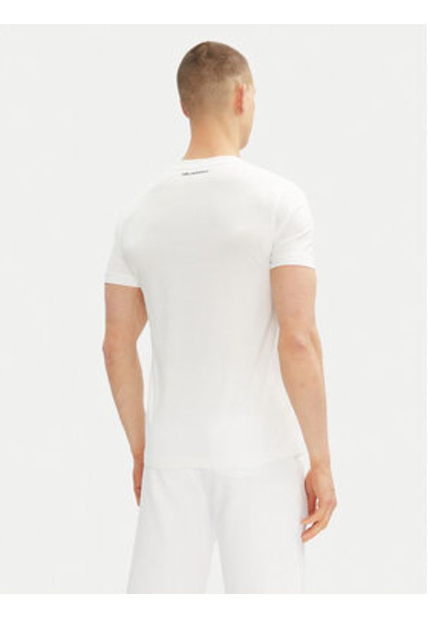 Karl Lagerfeld - KARL LAGERFELD T-Shirt 755061 552241 Biały Regular Fit. Typ kołnierza: dekolt w karo. Kolor: biały. Materiał: bawełna