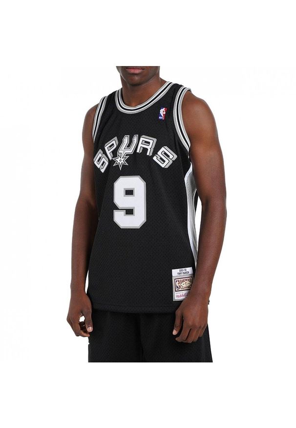 Mitchell & Ness - Koszulka męska do koszykówki Mitchell & NBA San Antonio Spurs Spurs Tony Parker. Kolor: czarny. Sport: koszykówka