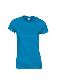 GILDAN - Koszulka Damska Krótki Rękaw Soft Style. Kolor: niebieski. Długość rękawa: krótki rękaw. Długość: krótkie. Sport: turystyka piesza #1