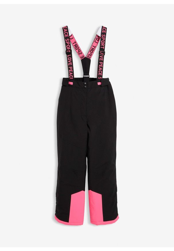 bonprix - Wodoodporne spodnie narciarskie z odpinanymi szelkami. Kolor: czarny