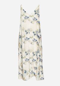 Born2be - Beżowo-Niebieska Kwiecista Sukienka na Ramiączkach z Wiskozą o Rozkloszowanym Kroju Jenarienna. Okazja: na co dzień. Typ kołnierza: dekolt w kształcie V. Kolor: niebieski. Materiał: wiskoza. Długość rękawa: na ramiączkach. Wzór: kwiaty. Typ sukienki: rozkloszowane. Styl: casual, elegancki #7