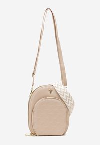 Born2be - Beżowa Mała Torebka Owalna z Ozdobnym Paskiem i Pikowaniem Saeuse. Kolor: beżowy. Materiał: pikowane. Rozmiar: małe. Styl: casual, elegancki #4
