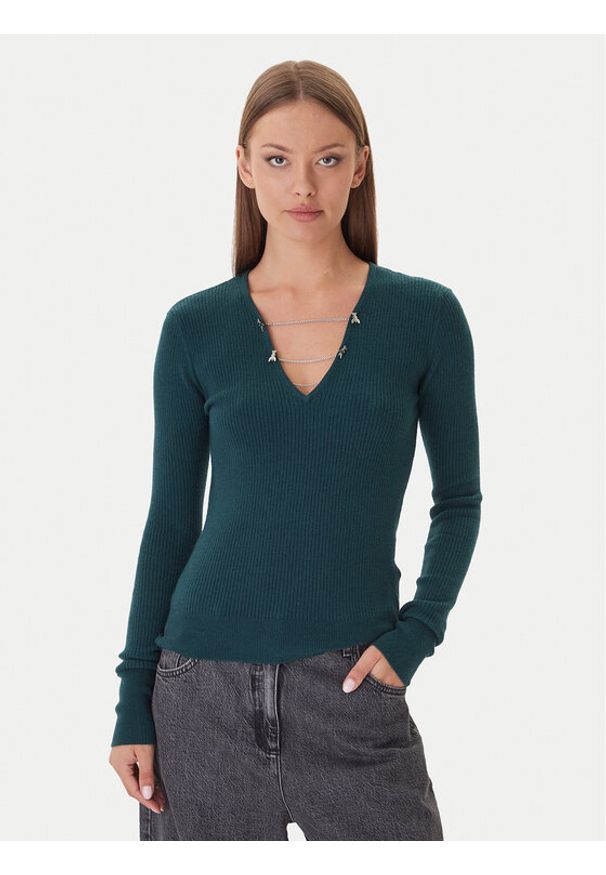 Patrizia Pepe Sweter 2K0331/K7S0-G619 Zielony Regular Fit. Kolor: zielony. Materiał: wiskoza