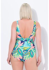 ULLA POPKEN - Damskie Strój kąpielowy liście miękkie miseczki ozdobny pierścień. Kolekcja: plus size. Kolor: niebieski. Materiał: poliamid, poliester, materiał, elastan #2