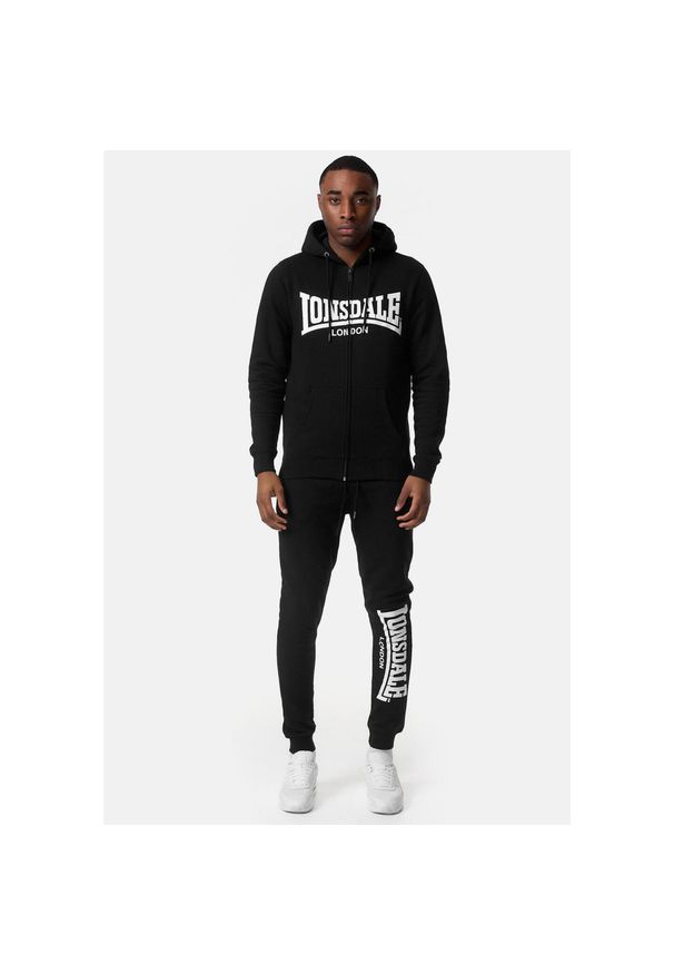 Dres z kapturem o regularnym kroju Lonsdale Feeny. Kolor: czarny, biały, wielokolorowy. Materiał: dresówka