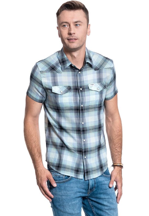 Wrangler - KOSZULA MĘSKA WRANGLER SS WESTERN SHIRT GREEN SPRAY W5J0ORXHR 112130155