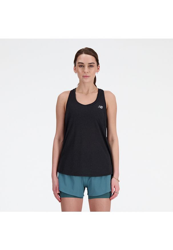Koszulka damska New Balance WT41250BKH – czarna. Kolor: czarny. Materiał: poliester. Sezon: lato. Sport: fitness