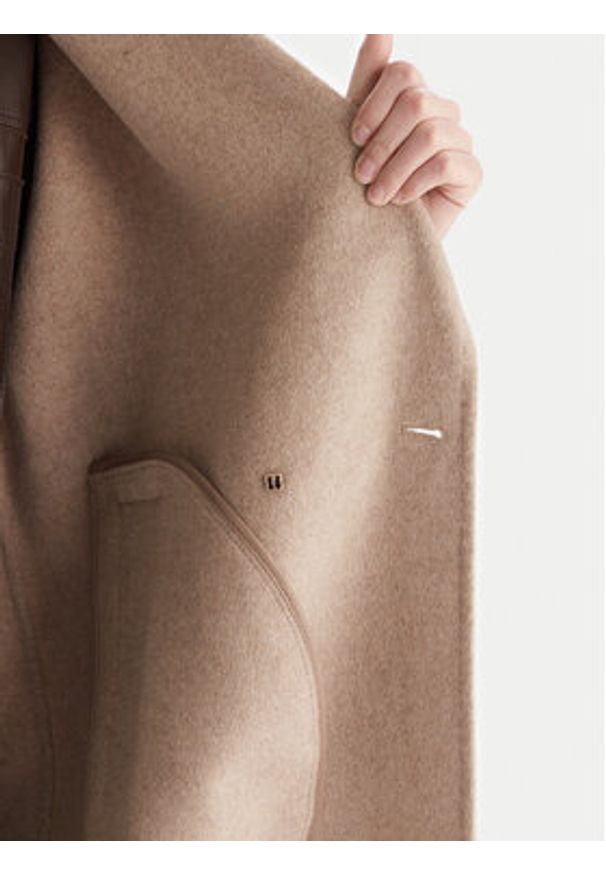 ViCOLO Płaszcz wełniany TF0003 Beżowy Regular Fit. Kolor: beżowy. Materiał: syntetyk