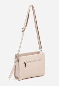 Born2be - Jasnobeżowa Elegancka Torebka Listonoszka z Klapą Idemessa. Kolor: beżowy. Styl: elegancki
