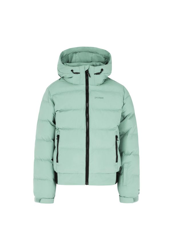 Dziewczęca kurtka narciarska Protest Teliny. Typ kołnierza: kaptur. Kolor: zielony. Materiał: puch. Sezon: zima. Sport: narciarstwo