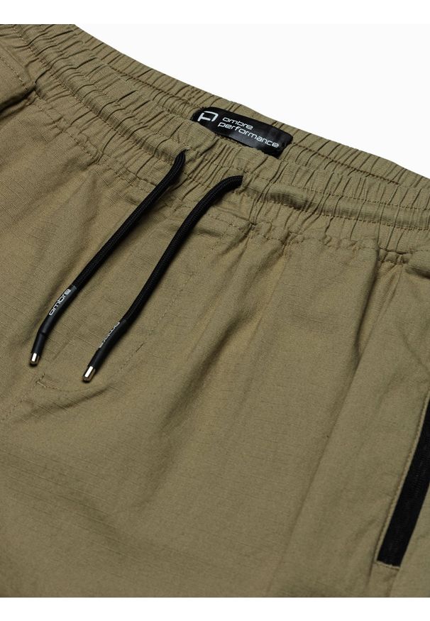 Ombre Clothing - Spodnie męskie joggery P960 - oliwkowe - XXL. Kolor: oliwkowy. Materiał: bawełna, materiał