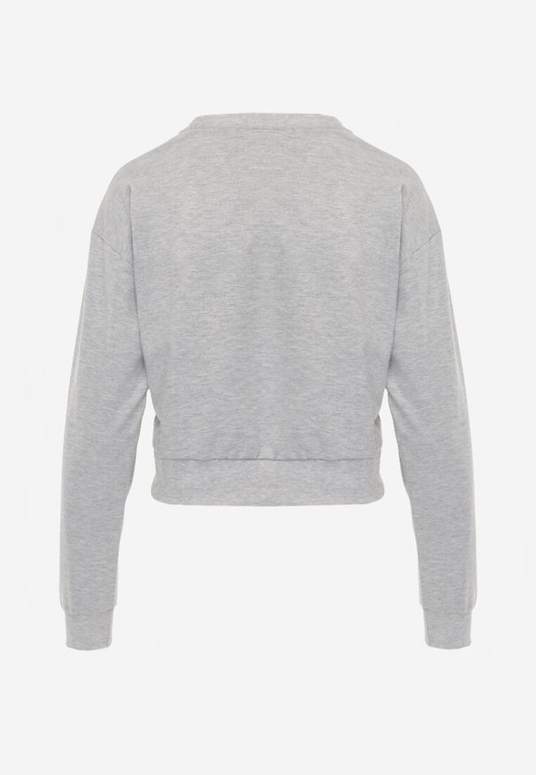 Renee - Jasnoszara Bluza z Bawełną ze Ściągaczami przy Rękawach i w Pasie Alberia. Kolor: szary. Materiał: bawełna