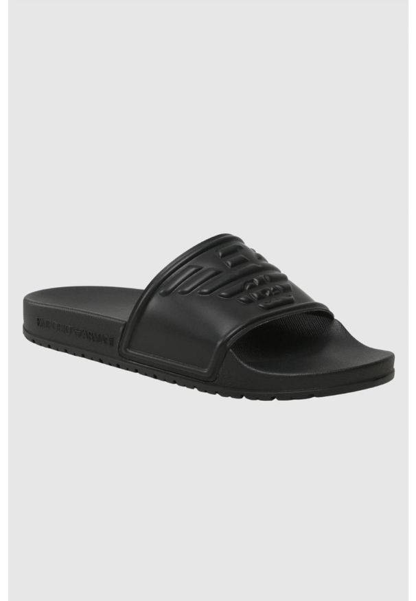 Emporio Armani - EMPORIO ARMANI Klapki czarne z logo, Rozmiar 41. Kolor: czarny