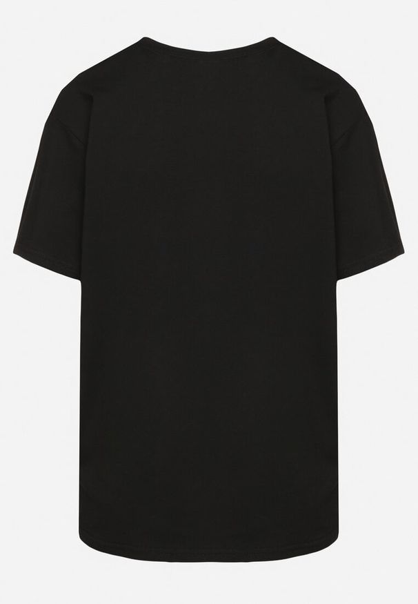 Born2be - Czarna Bluzka z Bawełny Ozdobiona Sercem Lenala. Okazja: na co dzień. Kolor: czarny. Materiał: bawełna. Długość rękawa: krótki rękaw. Długość: krótkie. Wzór: aplikacja. Styl: klasyczny, casual