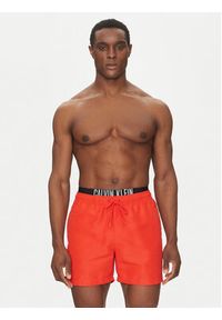 Calvin Klein Swimwear Szorty kąpielowe KM0KM01093 Czerwony Regular Fit. Kolor: czerwony. Materiał: syntetyk