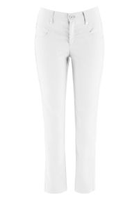 Spodnie z bengaliny 7/8 bonprix biały. Stan: obniżony. Kolor: biały. Materiał: włókno, poliester, materiał, wiskoza #1
