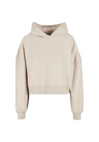 Damska krótka bluza z kapturem w prążki Urban Classics Oversized GT. Typ kołnierza: kaptur. Kolor: beżowy. Materiał: prążkowany. Długość: krótkie. Wzór: prążki #1