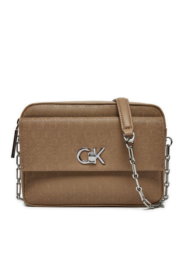 Calvin Klein Torebka Ck Camera Bag W/Pocket_Mono K60K613140 Beżowy. Kolor: beżowy. Materiał: skórzane