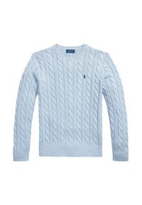 Polo Ralph Lauren Sweter Cable 710775885545 Niebieski jasny Regular Fit. Typ kołnierza: polo. Kolor: niebieski. Materiał: bawełna #2