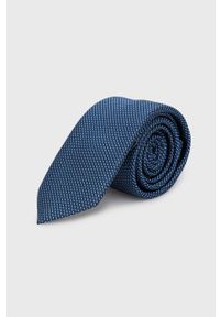 Hugo - HUGO krawat jedwabny. Kolor: niebieski. Materiał: jedwab