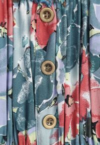 Renee - Zielono-Niebieska Sukienka Midi z Krótkim Rękawem z Wiskozy w Kwiaty Emena. Kolor: zielony. Materiał: wiskoza. Długość rękawa: krótki rękaw. Wzór: kwiaty. Sezon: lato. Typ sukienki: rozkloszowane. Długość: midi #3