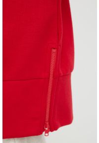 4f - 4F bluza damska kolor czerwony z kapturem gładka. Okazja: na co dzień. Typ kołnierza: kaptur. Kolor: czerwony. Długość: krótkie. Wzór: gładki. Styl: casual