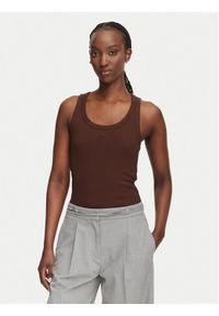 Hugo - HUGO Top Datamia 50514489 Brązowy Slim Fit. Kolor: brązowy. Materiał: bawełna #1