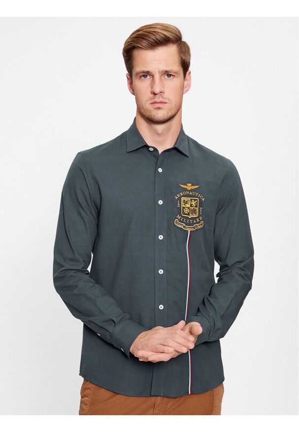 Aeronautica Militare Koszula 232CA1237CT3213 Granatowy Regular Fit. Kolor: niebieski. Materiał: bawełna