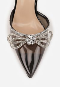 Renee - Czarne Transparentne Sandały na Szpilce z Cienkimi Paskami z Cyrkoniami Peppis. Zapięcie: pasek. Kolor: czarny. Wzór: aplikacja. Obcas: na szpilce. Styl: glamour, elegancki #3